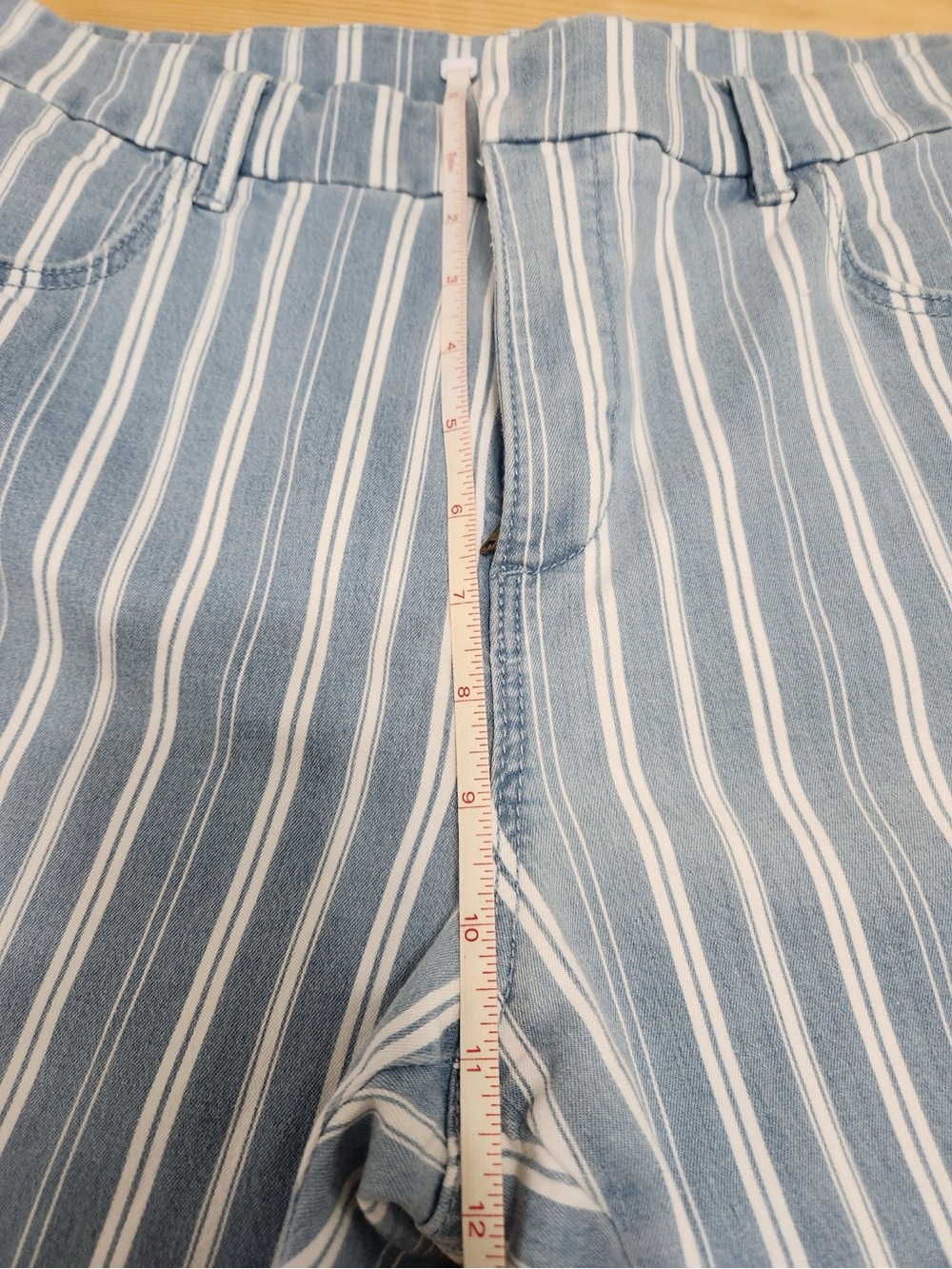 LOFT Modern Skinny Crop Blue and White Vertical Striped Pants 31 / 12 - Picture 11 of 15